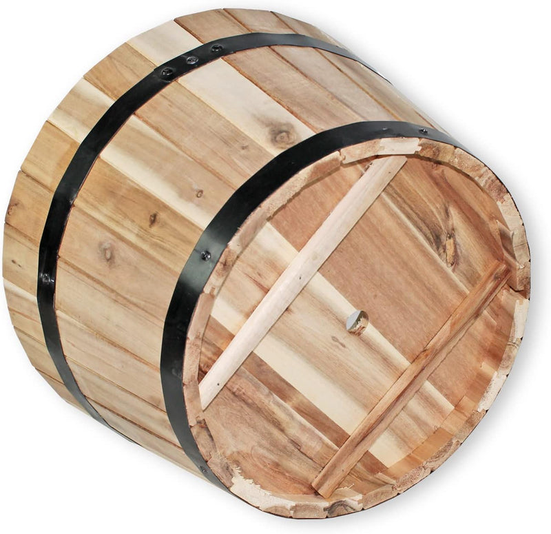 colourliving Pflanzkübel Holz rund 40 cm Holzfass Blumenkübel Blumentopf Natur Akazienholz Pflanztop