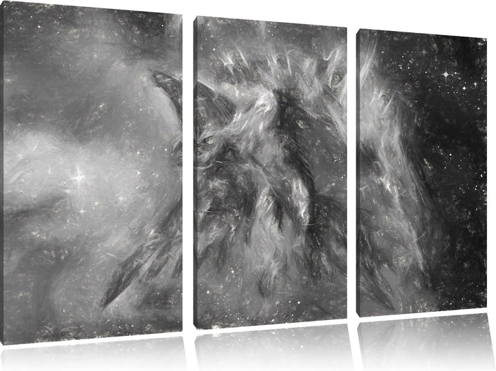 Pixxprint Feuriger Adler als Leinwandbild/Grösse: 3 Teilig (120x80) cm/Wandbild/Kunstdruck/fertig be