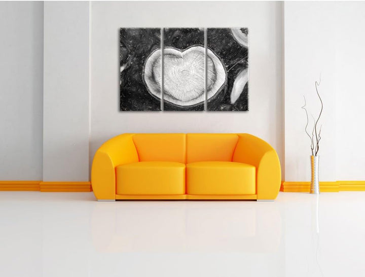 Pixxprint Jahresringe am Baumstamm / 3-Teilig/Gesamtmass 120cm Leinwandbild bespannt auf Holzrahmen/