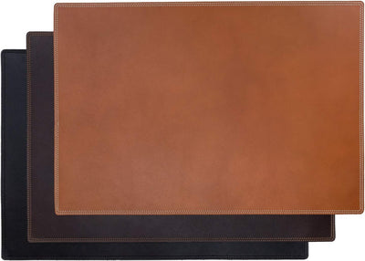 Hochwertige Schreibtischunterlage Schreibtischauflage aus Echt-Leder, Braun, Hamosons 100, Braun