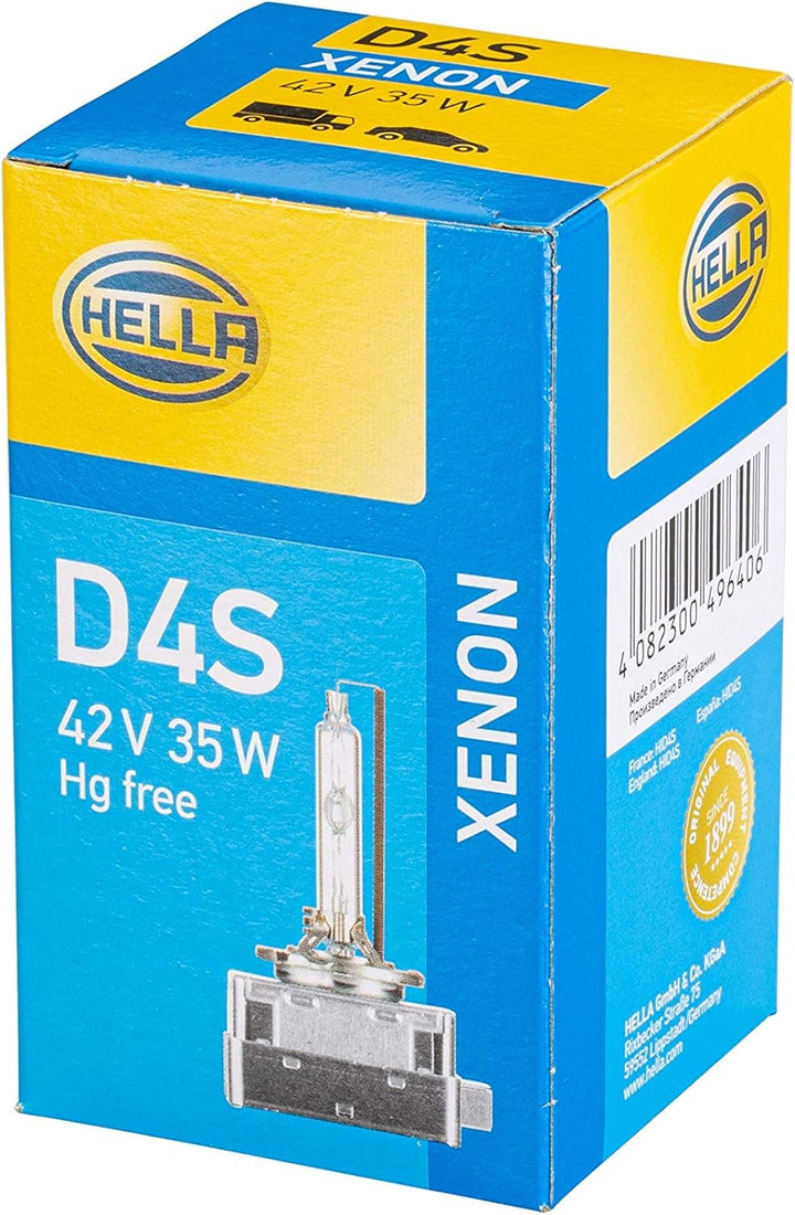 HELLA - Glühlampe - D4S - Xenon up to 4300 Kelvin - 42V - 35W - Sockelausführung: P32d-2-5 - Schacht