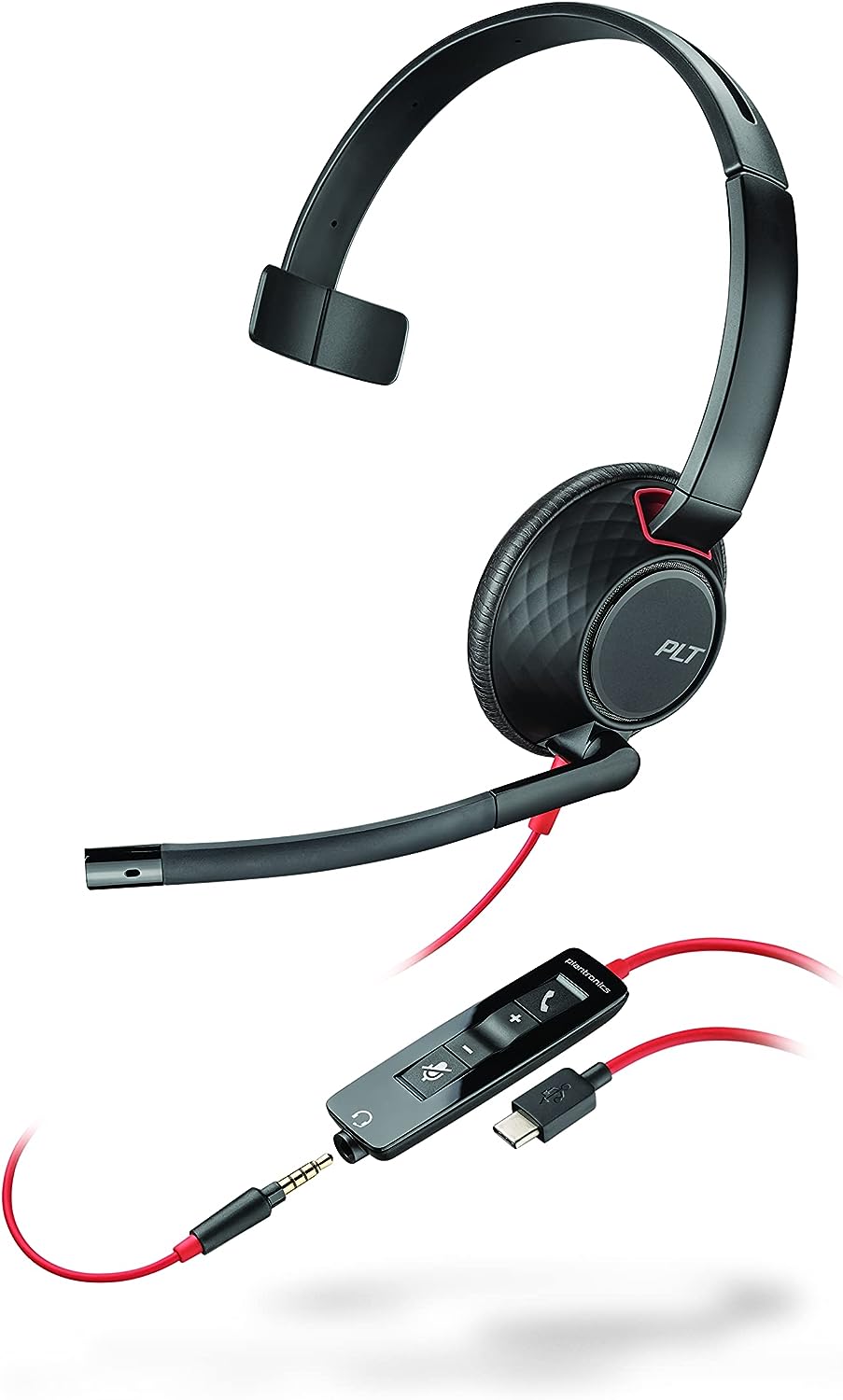 Plantronics – Blackwire 5210 USB-C-Headset – kabelgebundenes Mono PC-Headset mit Mikrofonarm – Verbi