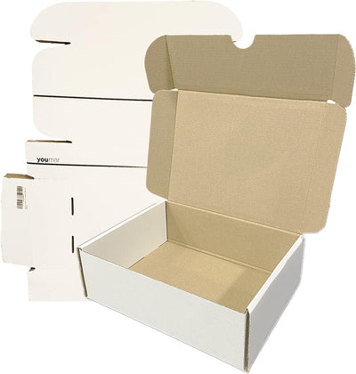 Youmar Solutions – Packung mit 25 Schachteln aus Karton (Grösse M), Weiss M (25x18x8cm), M (25x18x8c