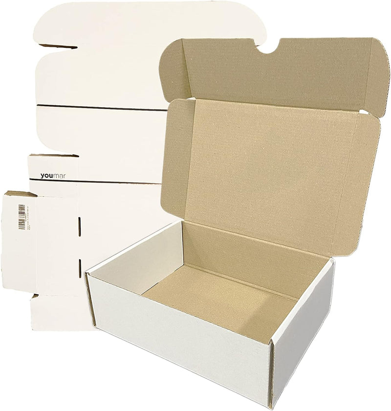 Youmar Solutions – Packung mit 25 Schachteln aus Karton (Grösse M), Weiss M (25x18x8cm), M (25x18x8c