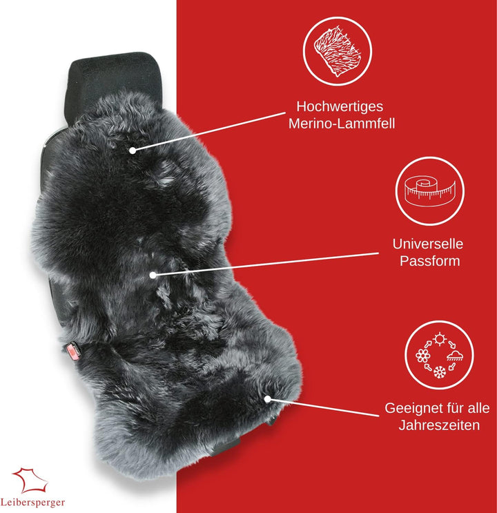 Hochwertige Autofell Sitzauflage für Ledersitz – Geeignet für Jede Jahreszeit – Einfache Montage - U