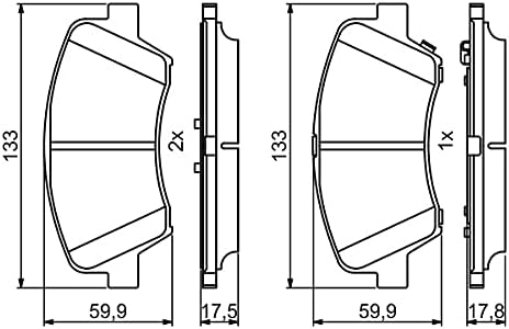 Bosch BP1707 Bremsbeläge - Vorderachse - ECE-R90 Zertifizierung - vier Bremsbeläge pro Set