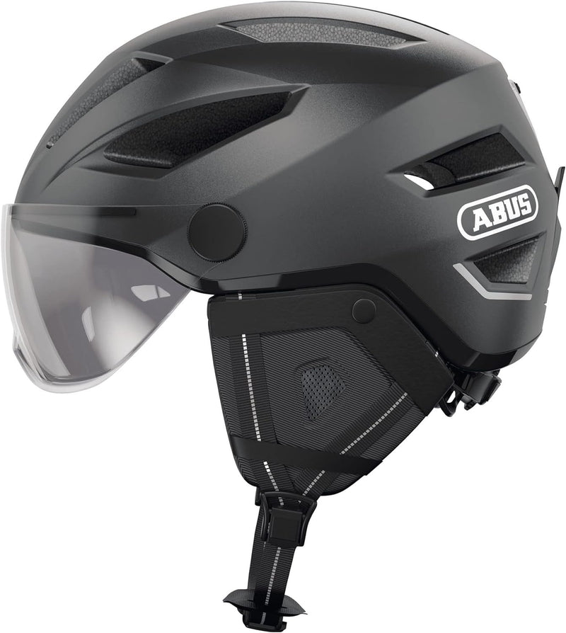 ABUS Stadthelm Pedelec 2.0 ACE - Fahrradhelm mit Rücklicht, Visier, Regenhaube, Ohrenschutz - für Da