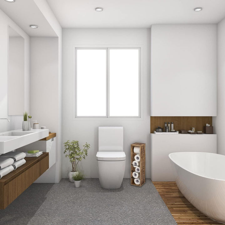 casamia Toilettenpapierhalter Holz 17x17 H 65 cm Klopapierhalter Klorollenhalter aus quadratisch Man