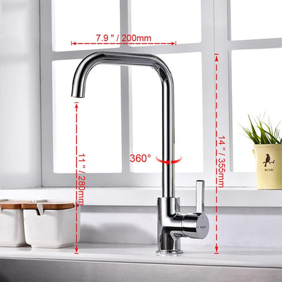 IBERGRIF M22105, Hoch Küchenarmatur, Einhebel Spültischarmatur, Wasserhahn für Küche, Chrom, Silber,