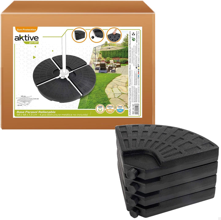 AKTIVE 62197 Sonnenschirmständer, nachfüllbar, rund, 4 Stück, 48 x 48 x 7,5 cm 48 x 48 x 7.5 cm, 48