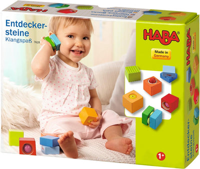 HABA 7733 - Musikeier, 5 farbenfrohe Rasseleier, ab 2 Jahren & 7628 - Entdeckersteine Klangspass, Ro