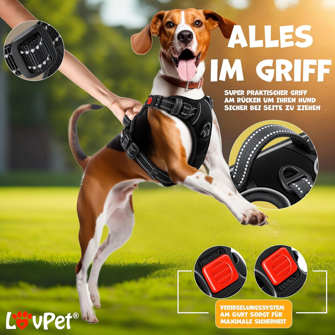 Lovpet® Hundegeschirr ohne Zug & würgen für grosse Hunde atmungsaktiv & weich Brustgeschirr reflekti