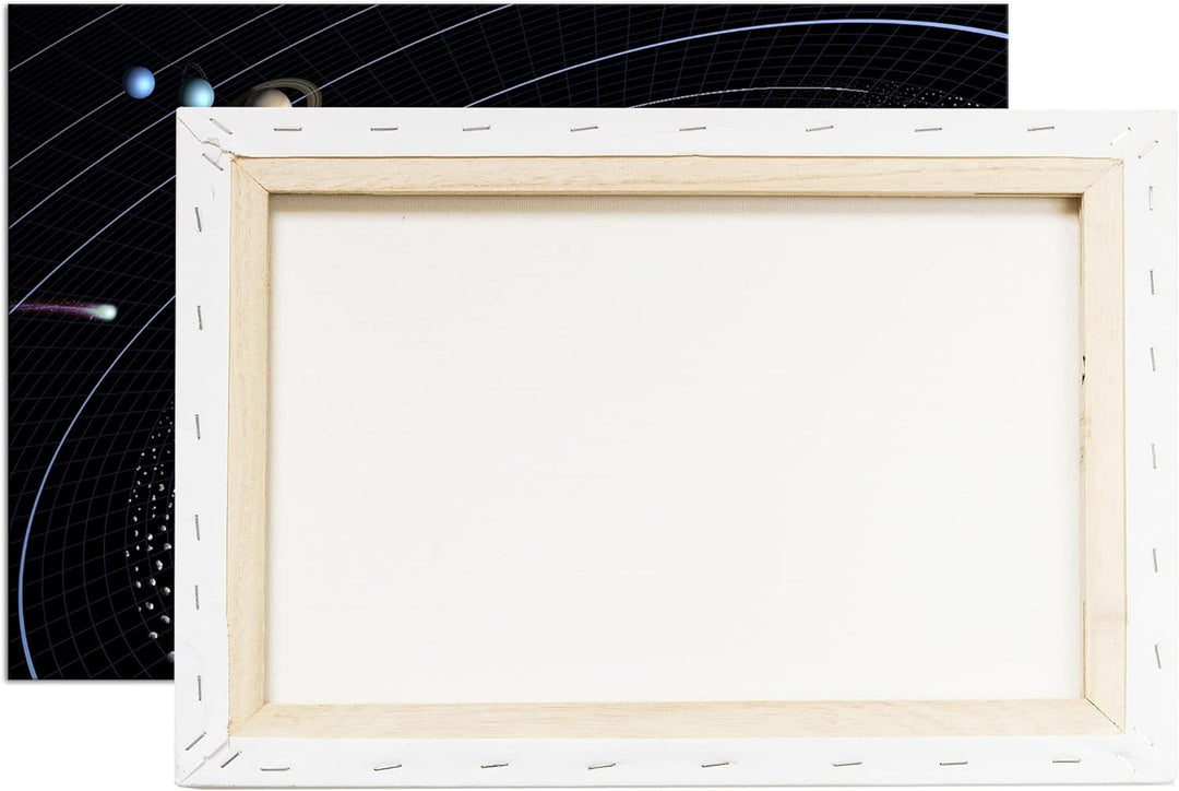 deyoli unser Sonnensystem Format: 80x60 als Leinwandbild, Motiv fertig gerahmt auf Echtholzrahmen, H