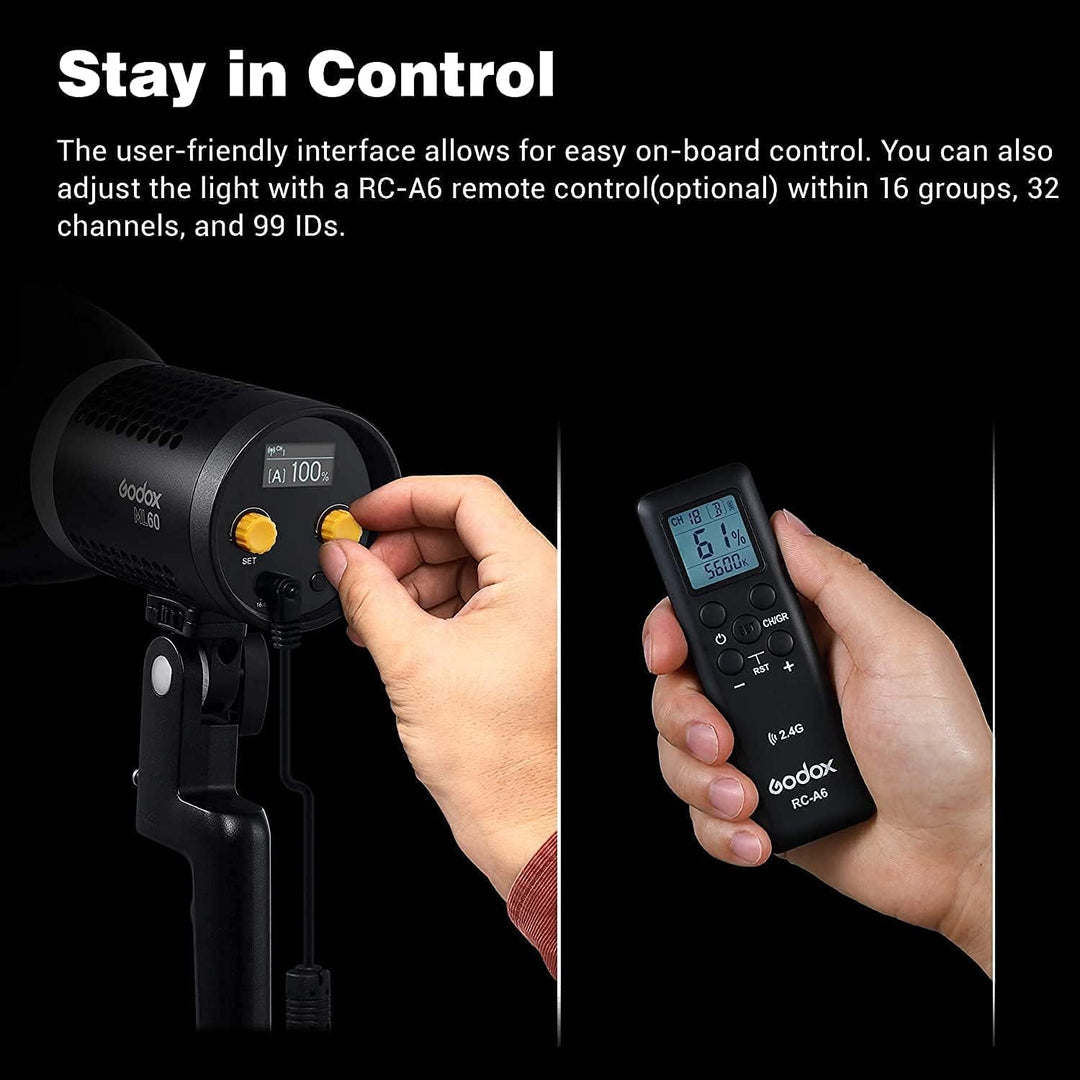 Godox Tragbares LED-Videolicht, 8 Lichteffekte, Leiser Lüftermodus, 0%-100% Helligkeitsanpassung für