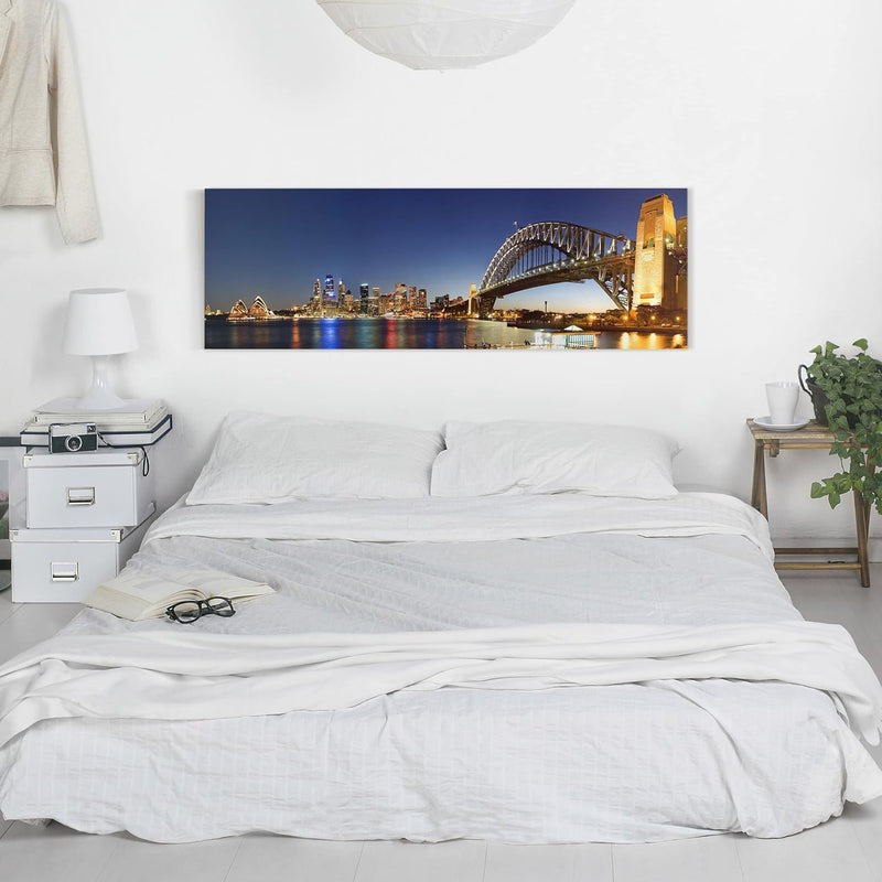 Bilderwelten Leinwandbild - Sydney at Night - Panorama Quer, 30cm x 90cm, 30cm x 90cm