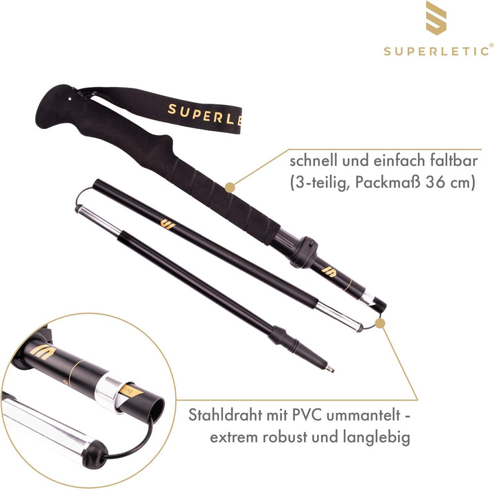 SUPERLETIC Wanderstöcke, Nordic Walking Stöcke Damen & Herren, Leichter Stock, Trekkingstöcke mit Ko