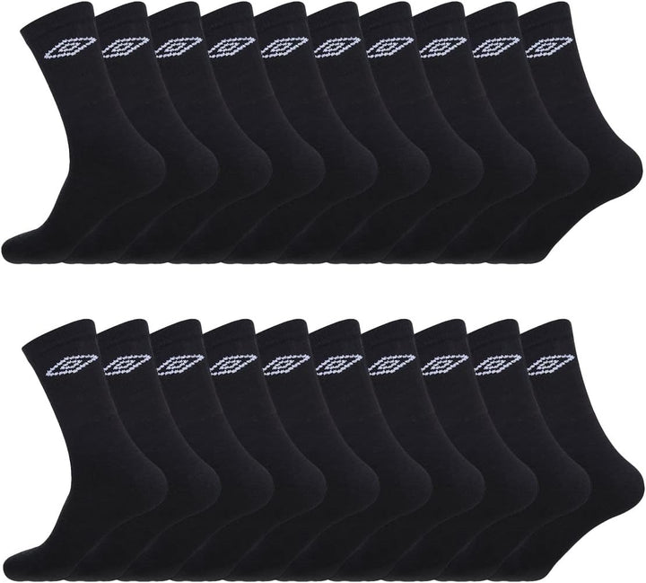 Socken Herren Bewegungsfreiheit, Sportsocken Herren, Angenehm, Ultraweich (20er Pack), Schwarz, 43/4