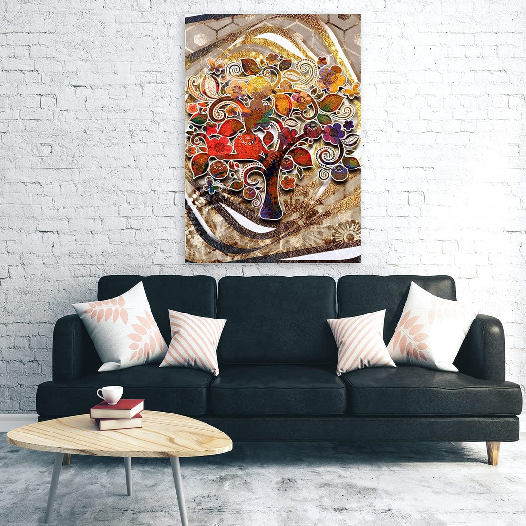 Feeby Wandbilder Baum des Lebens Gustav Klimt XXL 80x120 cm 1Teilig Wohnzimmer Schlafzimmer Modern B