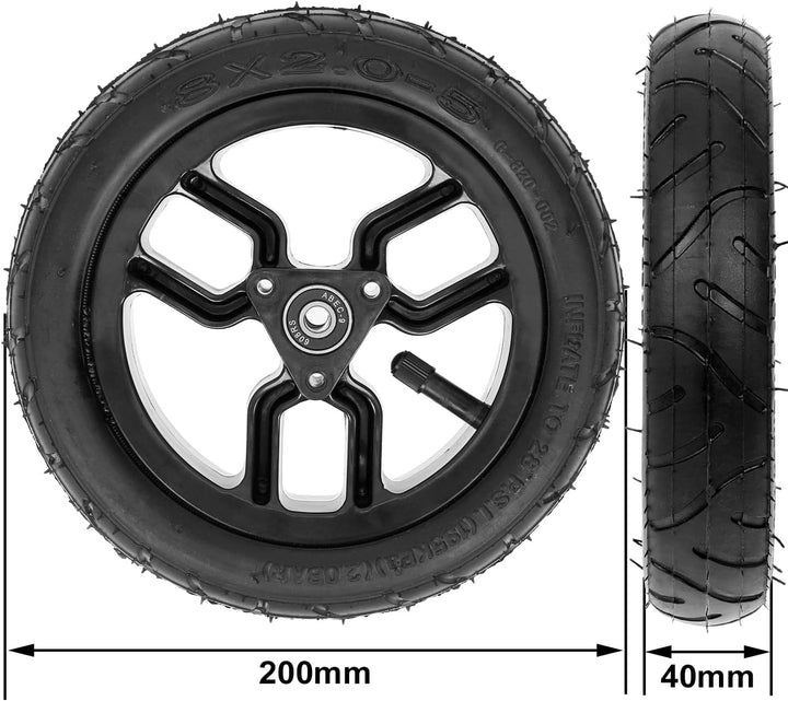 2 Stück Mach1 200x40mm Big Wheel Kickscooter Air Luft Reifen-Set mit Bremsscheibe inklusive Kugellag