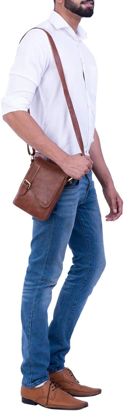 ROYALZ 'Louisiana' Leder Umhängetasche Klein für Männer Herren Ledertasche Mini Seitentasche Vintage