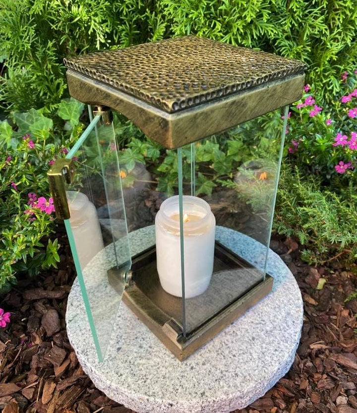 Grablampe Grablicht Grabkerze 24 cm H. ! - Neue Model Grablicht Kerze Grabdekoration Grabschmuck inc