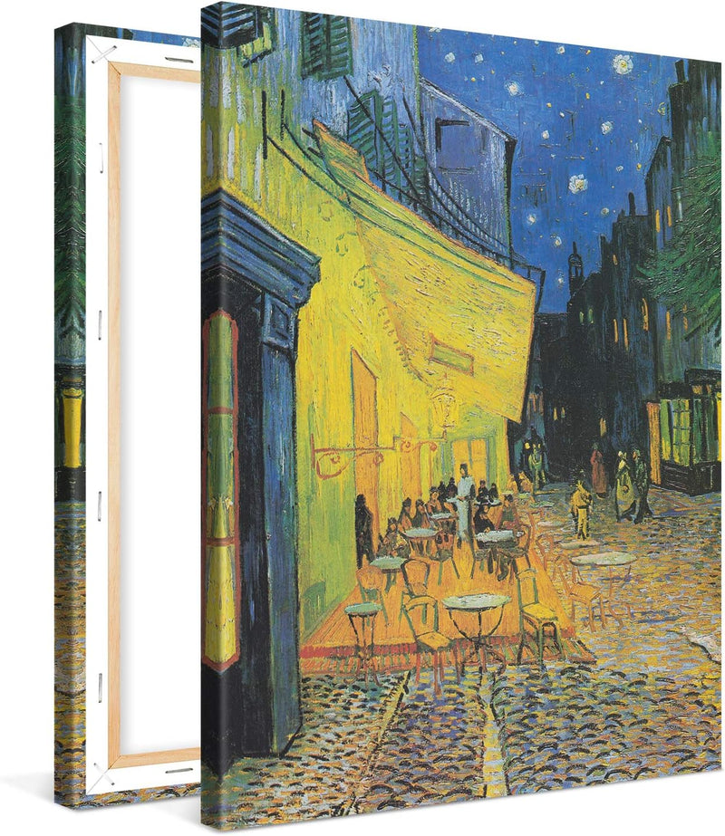 PICANOVA – Vincent Van Gogh Café Terrace at Night 60x80 cm – Bild auf Leinwand – Leinwandbild – Prem