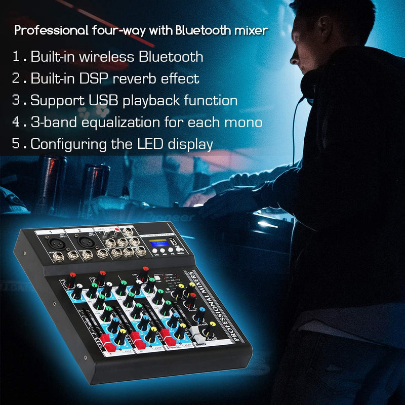 Depusheng HT4 Bluetooth-kompatible professionelle tragbare digitale DJ-Konsole mit USB-4-Kanal-Mixer