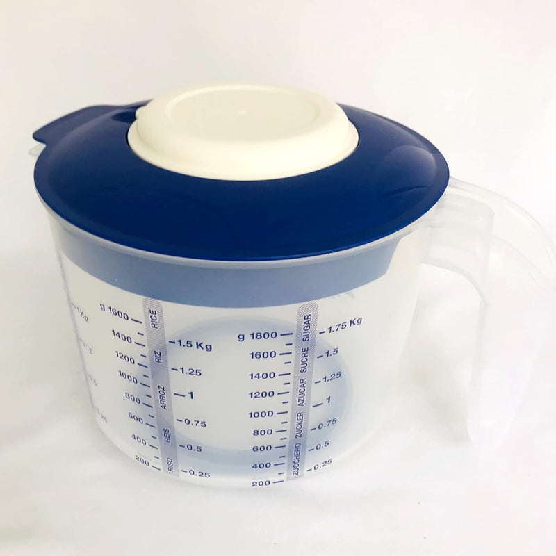 Tupperware Backen Rühr-Mix Messbecher Candy 2,0 L Rührbecher Backhelfer D216 dunkel blau weiss (Kuns