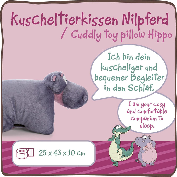NICI 47983 Kuscheltierkissen Nilpferd DJ Nilbert 40x30cm – 2 in 1: Nachhaltiges Kuscheltier & Kusche