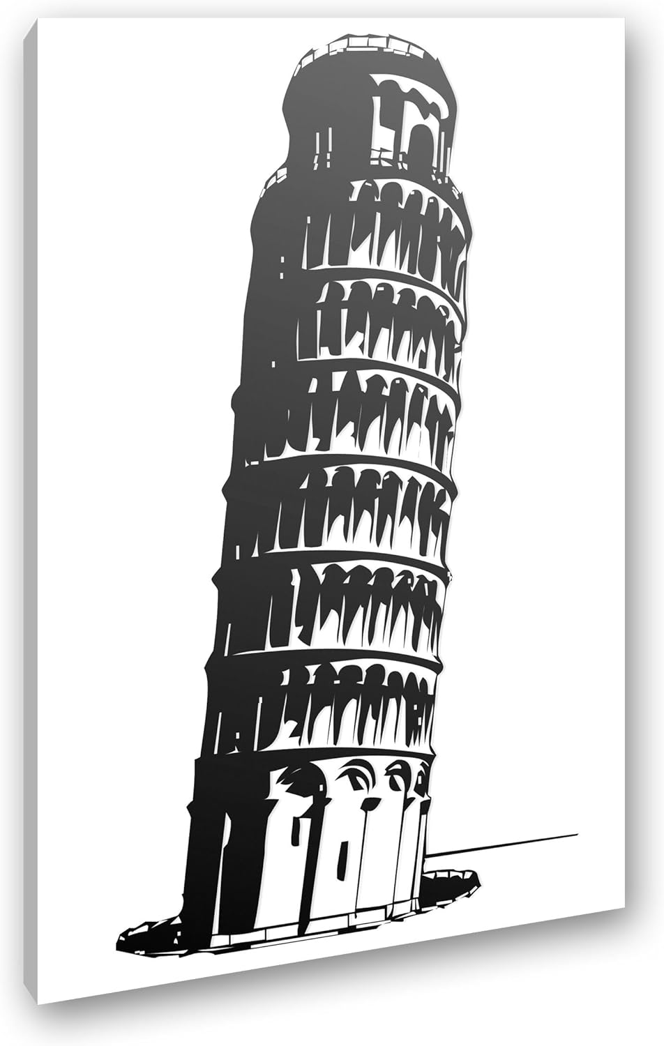 deyoli Illustration schiefer Turm von Pisa Effekt: Schwarz/Weiss Format: 60x40 als Leinwandbild, Mot