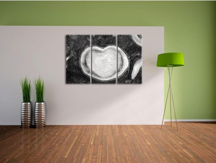 Pixxprint Jahresringe am Baumstamm / 3-Teilig/Gesamtmass 120cm Leinwandbild bespannt auf Holzrahmen/