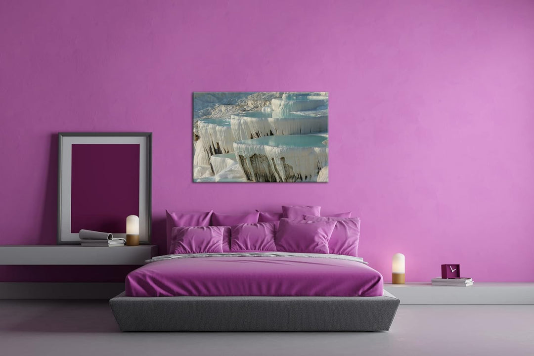 deyoli Kalksinterterrassen in Pamukkale im Format: 80x60 als Leinwandbild, Motiv fertig gerahmt auf