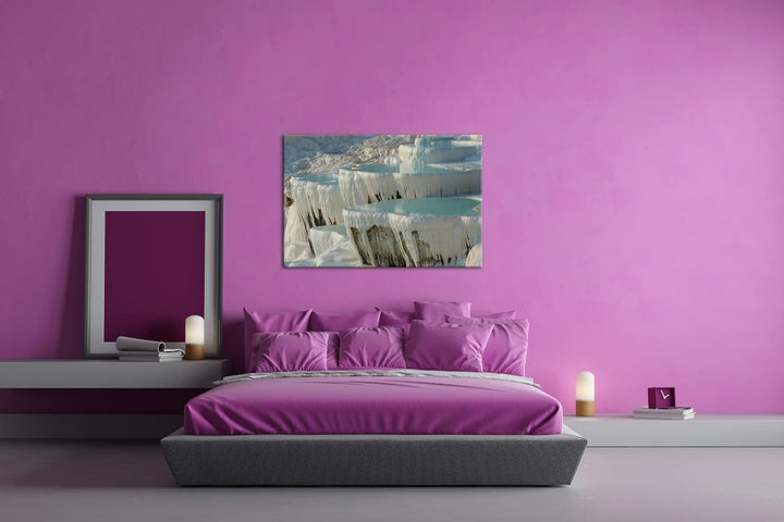 deyoli Kalksinterterrassen in Pamukkale im Format: 80x60 als Leinwandbild, Motiv fertig gerahmt auf