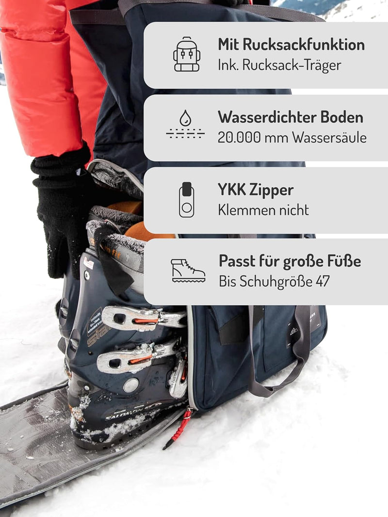 NORDKAMM Skischuhtasche mit Helmfach und Rucksackfunktion, Damen, Herren, blau