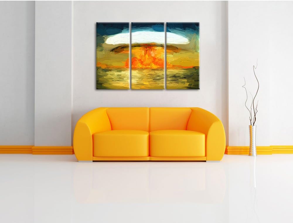 Pixxprint Atombombe als Leinwandbild/Grösse: 3 Teilig (120x80) cm/Wandbild/Kunstdruck/fertig bespann
