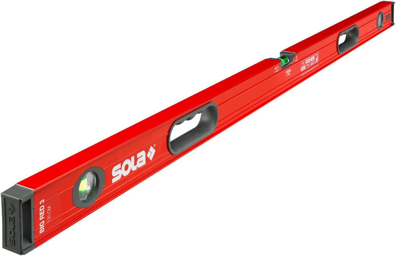 Sola 1219401 Wasserwaage Aluminium BIG RED3, 120cm mit 2 Handgriffen, Rot, 1200 mm, 1200 mm