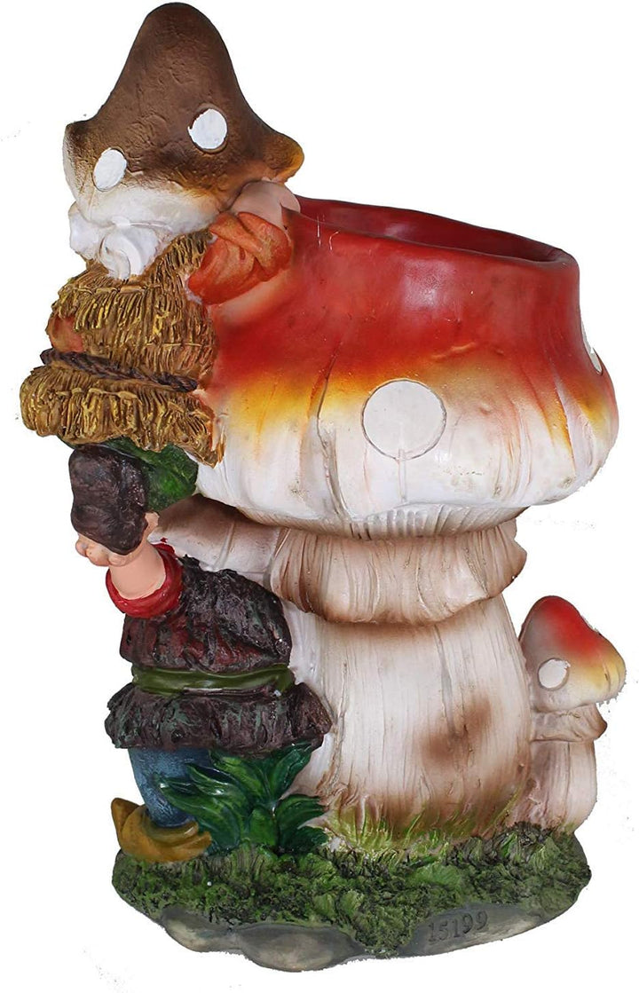 Design Zwerg Pilz mit Blumentopf NF 15199 32 cm Hoch Deko Garten Gartenzwerg Figuren Dekoration Vers