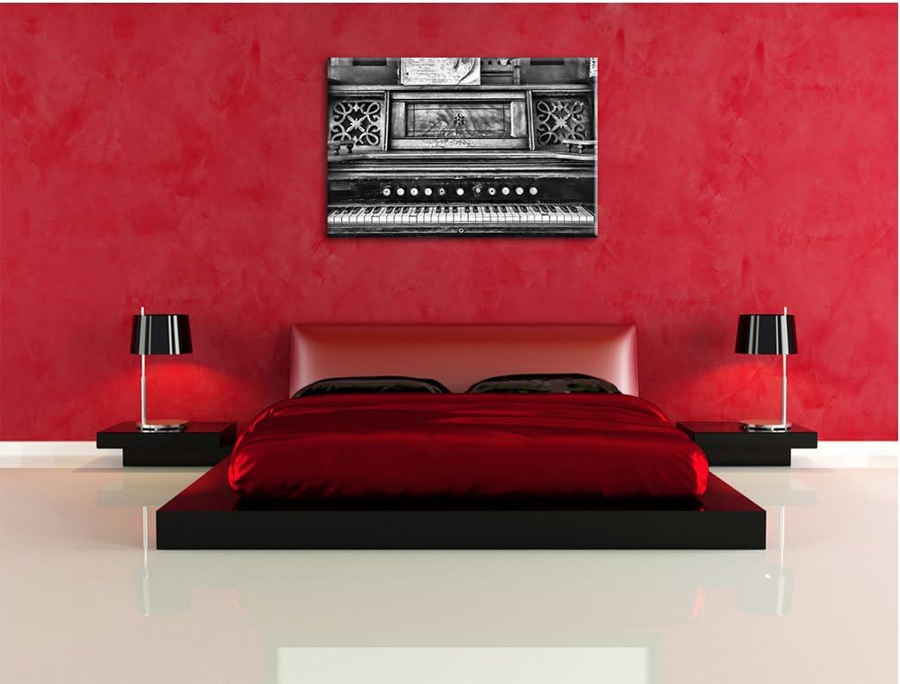 Pixxprint altes Klavier schwarz-Weiss als Leinwandbild/Grösse: 100x70 / Wandbild/Kunstdruck/fertig b