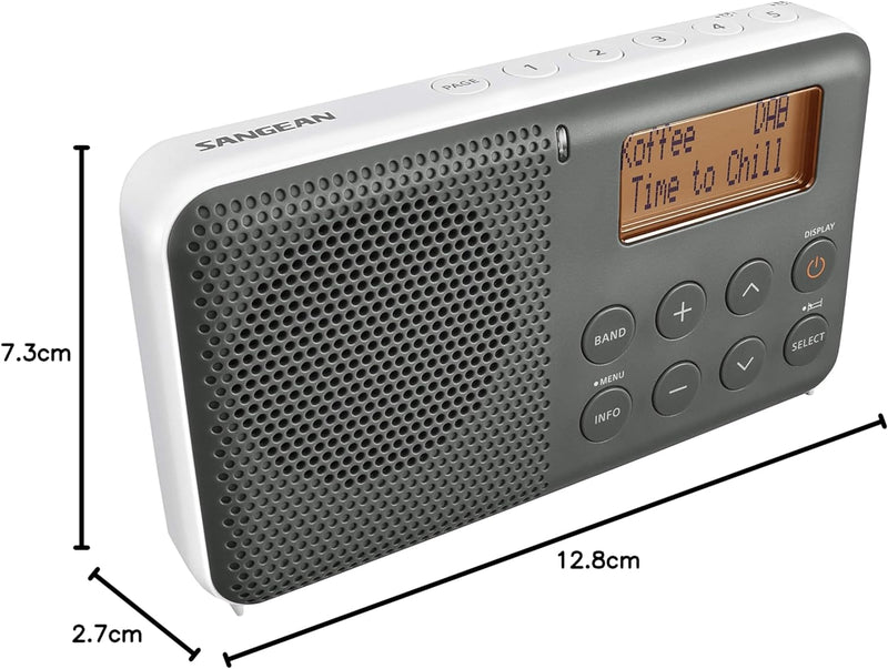Sangean DPR-64 grey white Sangean DPR-64 DAB+, FM Radio, Alarm, Snooze, LCD Display, Stereo-Kopfhöre