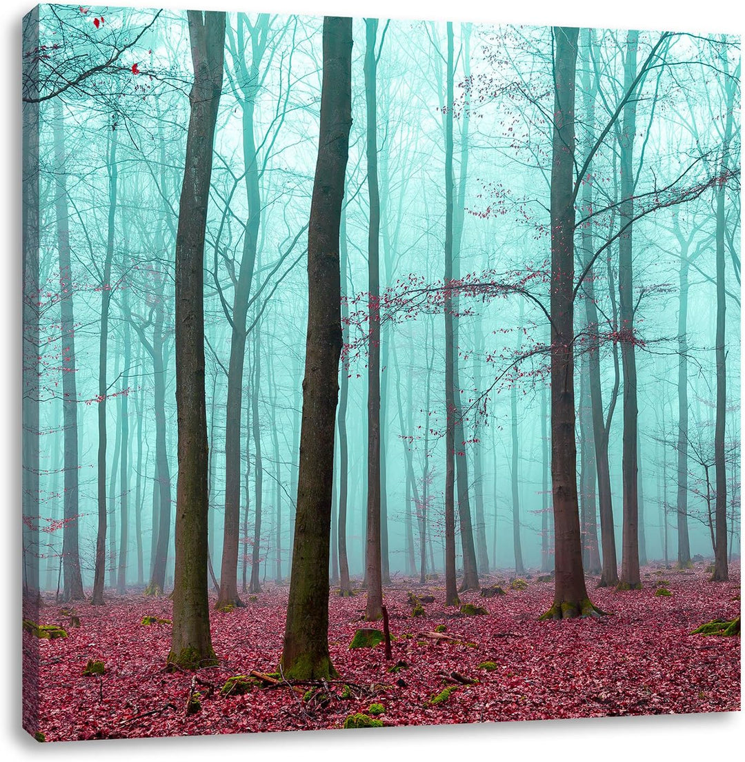 abstrakter Wald, Format: 70x70 auf Leinwand, XXL riesige Bilder fertig gerahmt mit Keilrahmen, Kunst