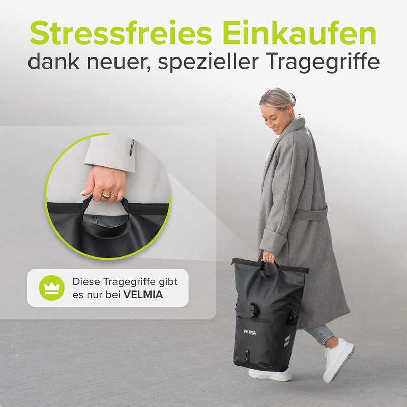 VELMIA Fahrradtasche für Gepäckträger I mit praktischem Tragegriff I 100% Wasserdicht fahrradtasche