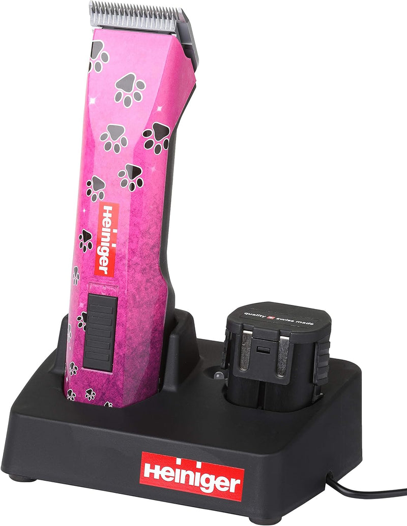 Heiniger Haarschneidemaschine Saphir Pink SS Draht mit Kopf Nr. 10, Zwei Akkus