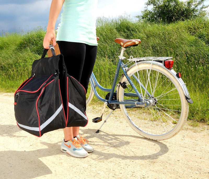 Xcase Fahrradtaschen: Doppel-Gepäckträgertasche, wasserabweisend, mit Reflektions-Streifen (Fahrradt