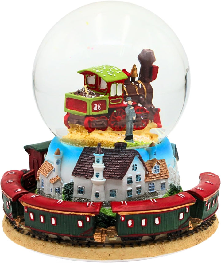 Schneekugel mit beweglichem Zug und Spielwerk, Melodie: Oh Susanna, Masse: H/Ø ca. 17 x 15 cm 17 cm,