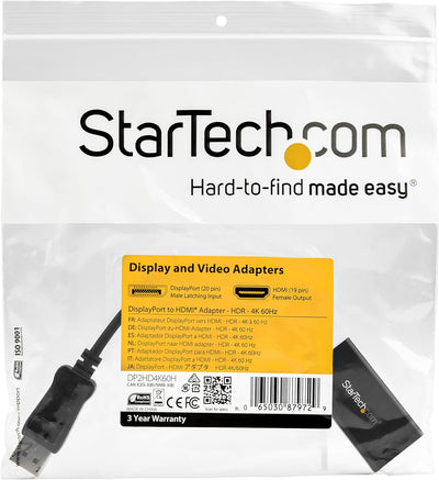 StarTech.com DisplayPort auf HDMI Adapter mit HDR - 4K 60Hz - Schwarz - DP auf HDMI Konverter