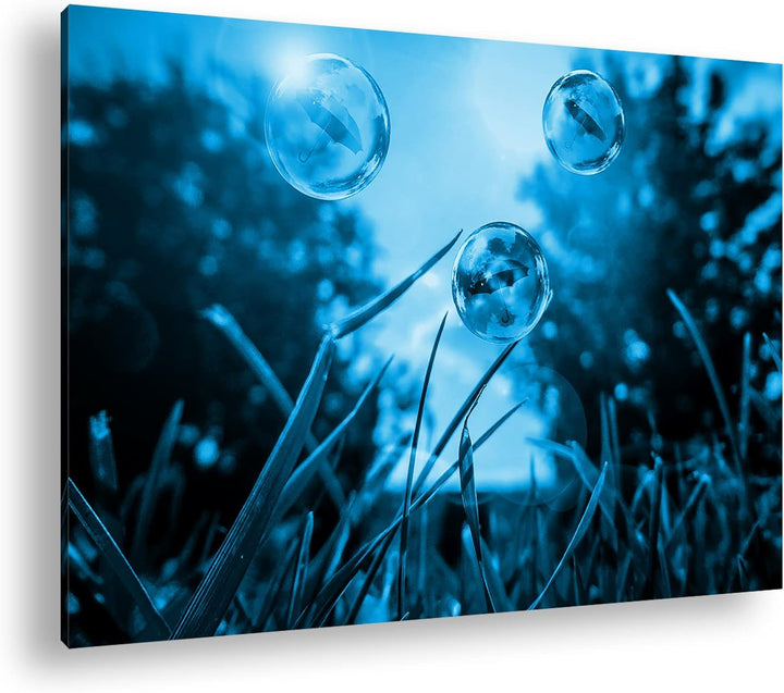 deyoli Regenschirme in Seifenblasen Format 80x60 Effekt: Monocrome Blau als Leinwandbild, Motiv fert