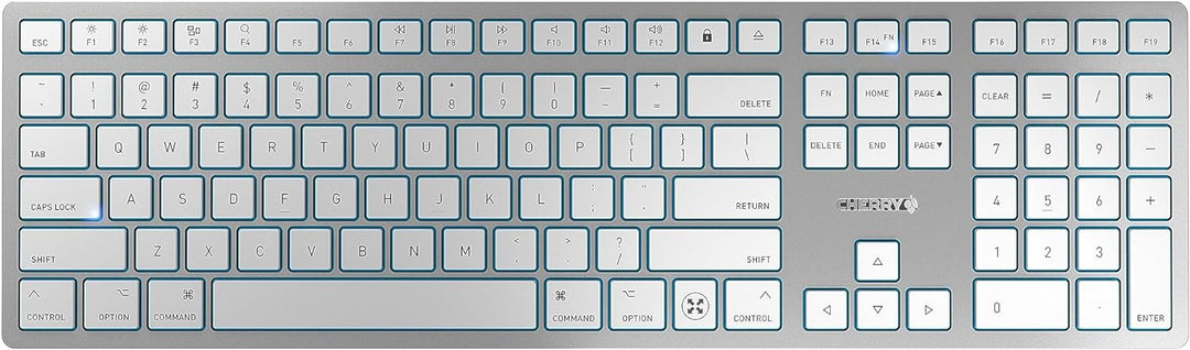 CHERRY KW 9100 Slim for MAC, kabellose Tastatur, Mac-Layout, Amerikanisches Layout (QWERTY), wahlwei