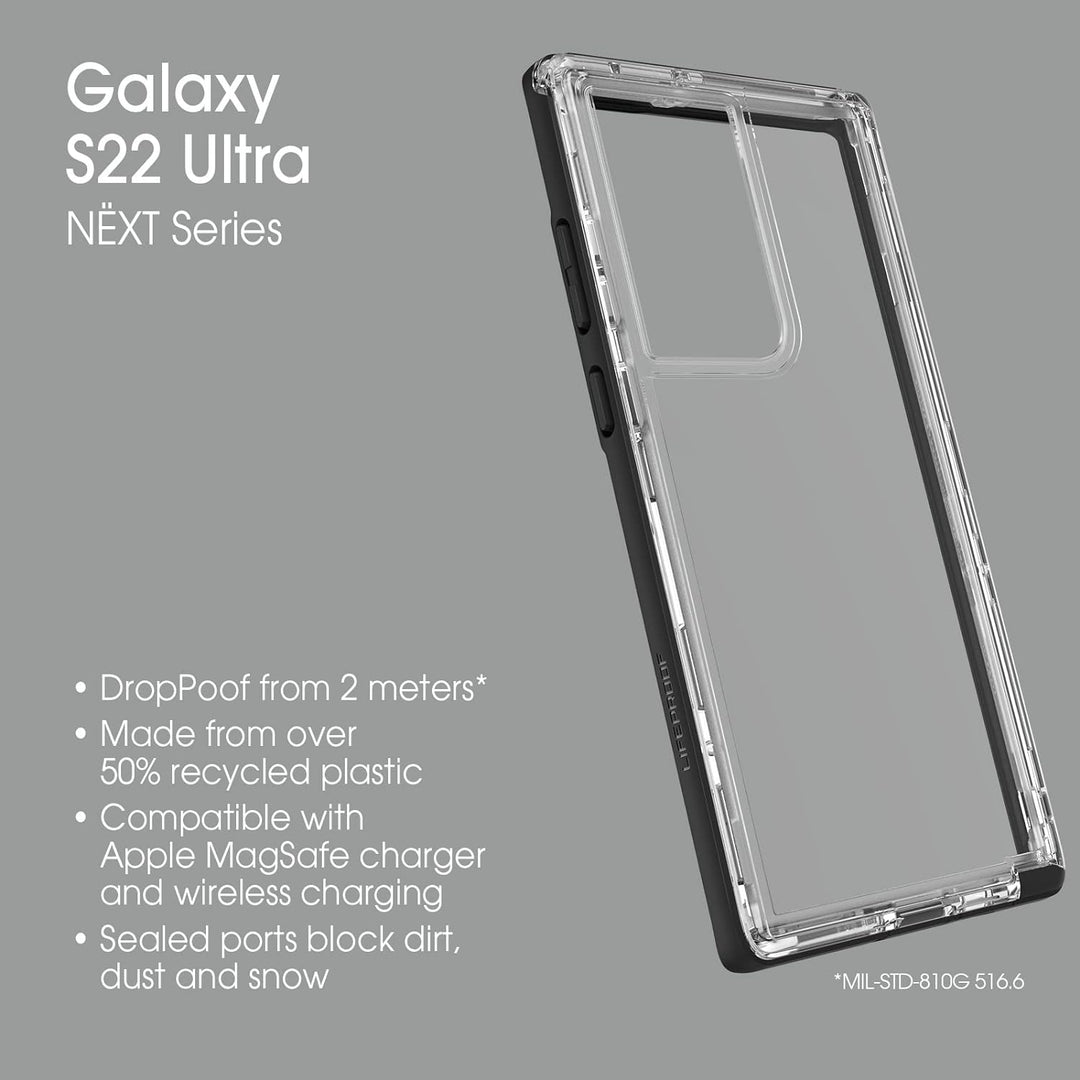LifeProof Next Series Schutzhülle für Galaxy S22 Ultra, Schwarz/Transparent Next Serie schwarz, Next