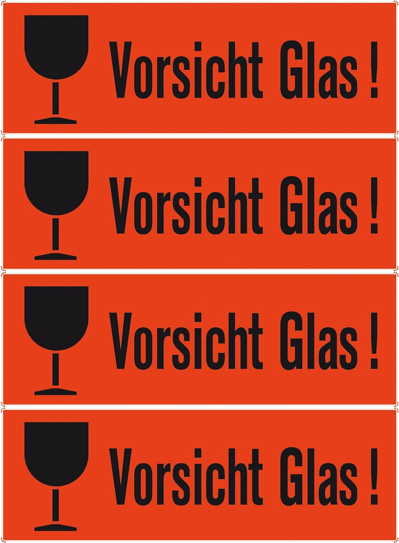 HERMA 6750 Vorsicht Glas Aufkleber, 1000 Stück, 39 x 118 mm, selbstklebend, klein, Warnhinweis Etike