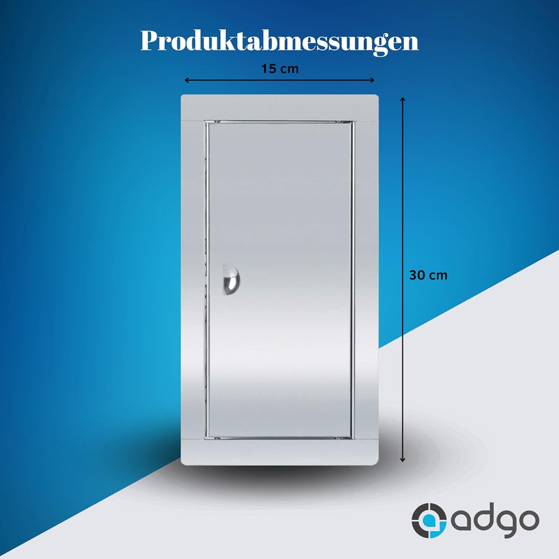 ADGO Revisionstür 15x30 cm, Wartungsklappe, Revisionsklappe Edelstahl mit Riegel, Revisionsklappen t